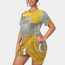 Load image into Gallery viewer, All-Over Print Women’s Stacked Hem Dress With Short Sleeve（Plus Size）
