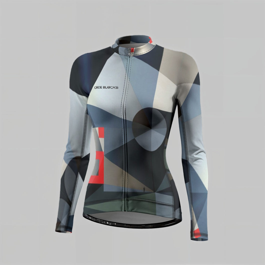 All-Over Print Raglan Women's Cycling Jersey With Long-Sleeve