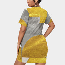 Load image into Gallery viewer, All-Over Print Women’s Stacked Hem Dress With Short Sleeve（Plus Size）
