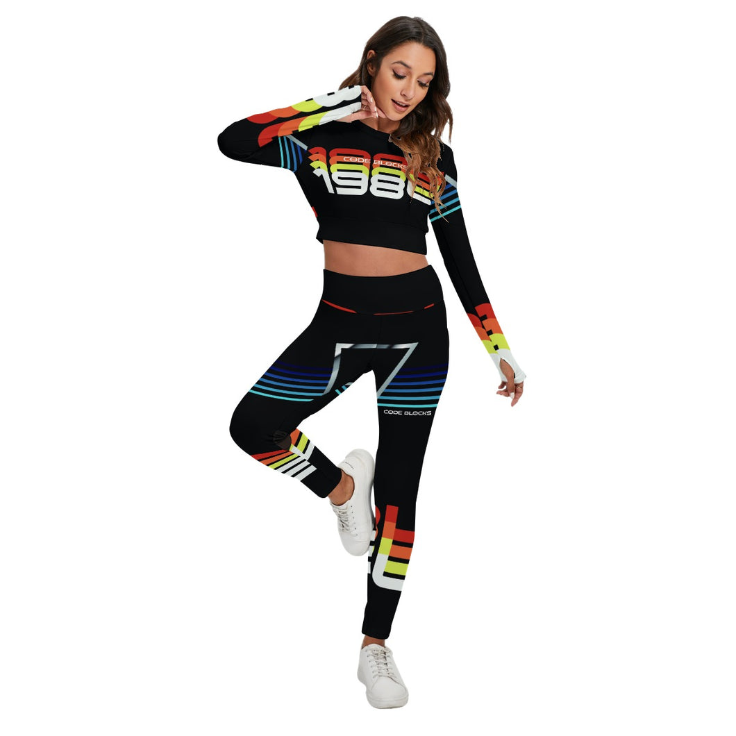 All-Over Print Women's Sport Set With Backless Top And Leggings