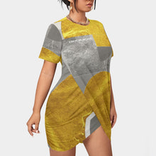 Load image into Gallery viewer, All-Over Print Women’s Stacked Hem Dress With Short Sleeve（Plus Size）
