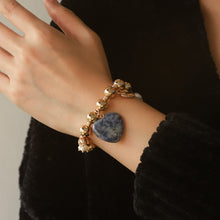 Load image into Gallery viewer, Natural Stone Gold-Plated Heart Bracelet
